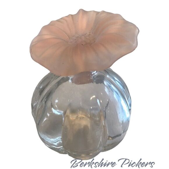 glass ribbed perfume bottle hibiscus stopper Blue, Green, Pink set of 3‎ - Picture 4 of 16